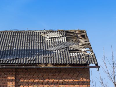 Damaged,Asbestos,Roofing,Material